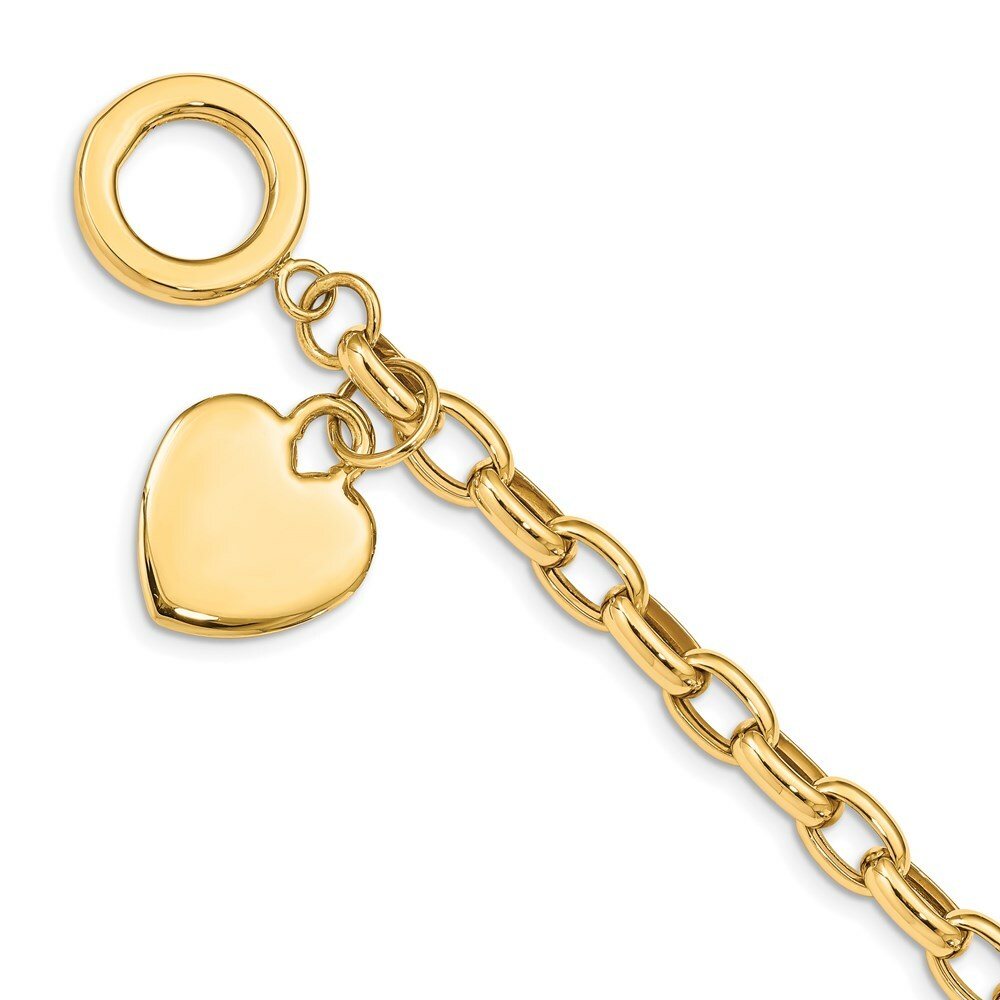 14K Yellow Gold Heart Charm Bracelet  Length 7.5'' inches