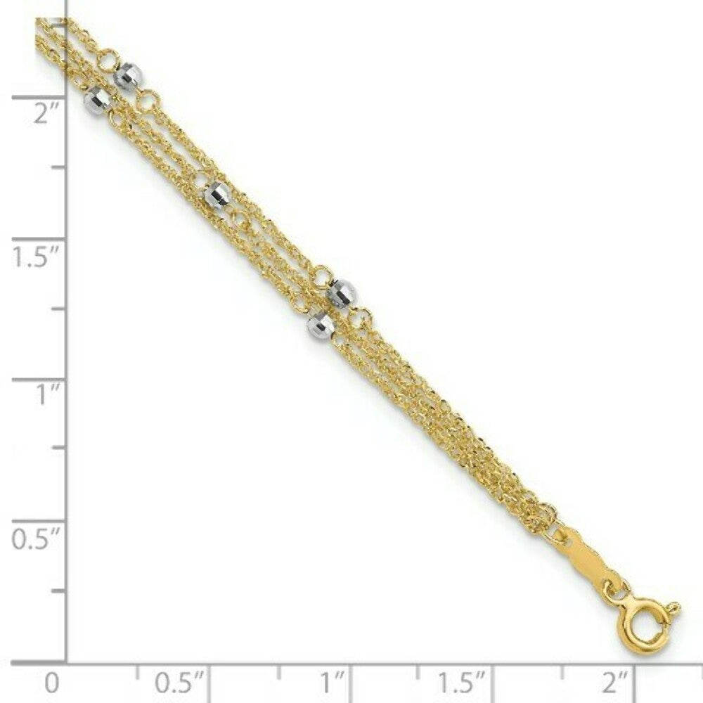 14K Two-tone Gold Triple Strand Bracelet  Length 7.25'' inches