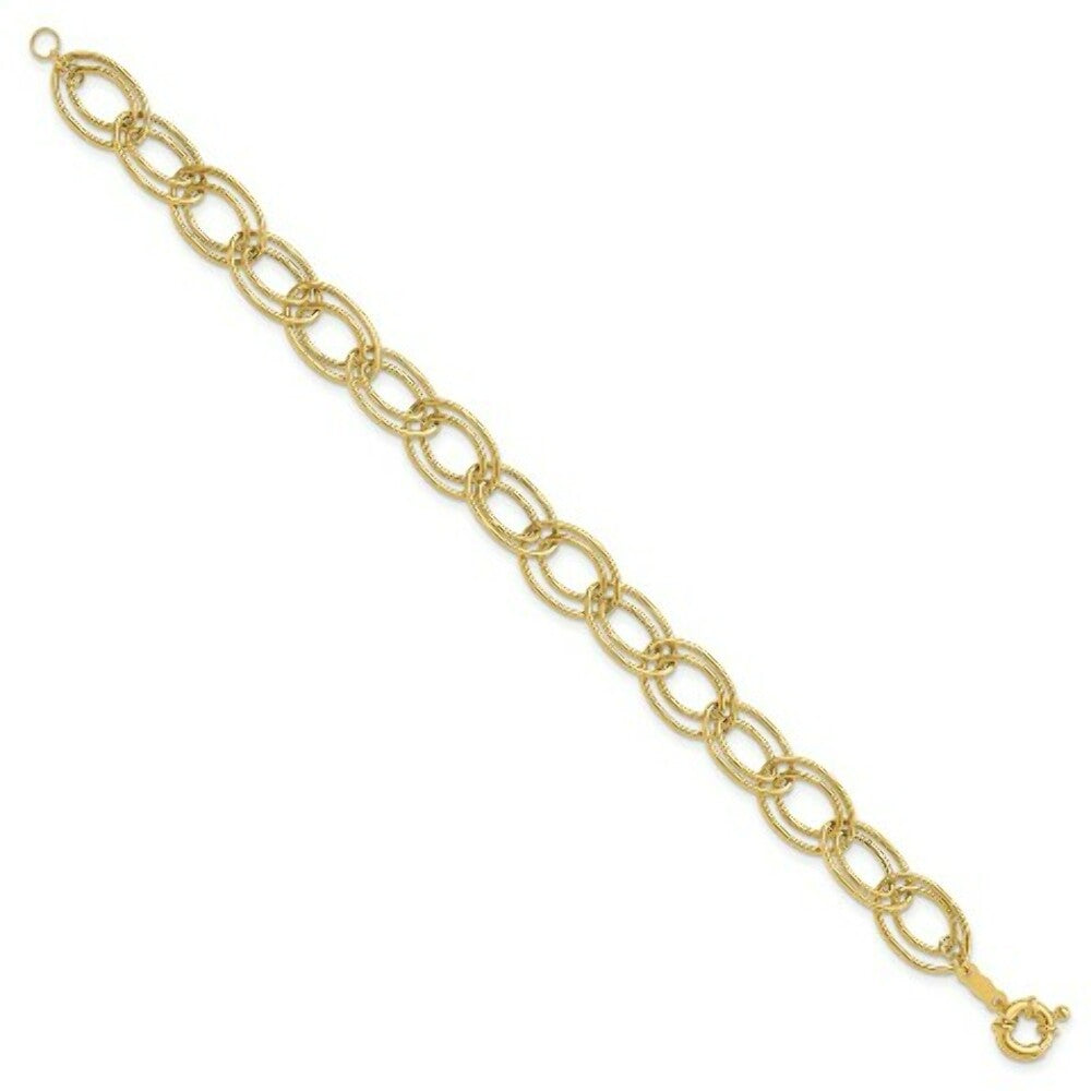 14K Yellow Gold Fancy Oval Link Bracelet  Length 7.5'' inches