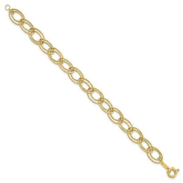 14K Yellow Gold Fancy Oval Link Bracelet  Length 7.5'' inches