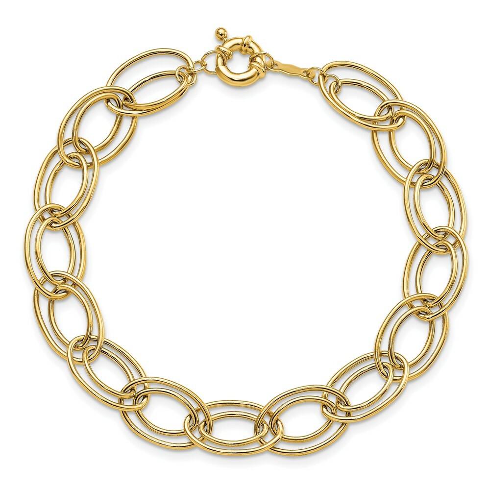 14K Yellow Gold Fancy Oval Link Bracelet  Length 7.5'' inches