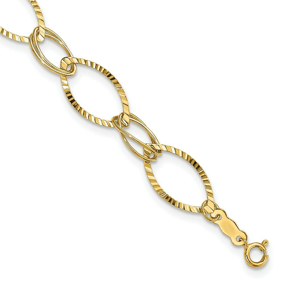 14K Yellow Gold Fancy Link Bracelet  Length 7.25'' inches