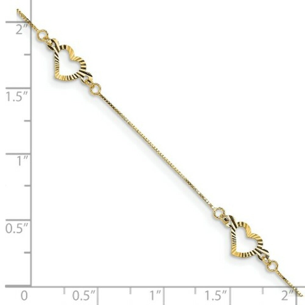 14K Yellow Gold Fancy Heart Bracelet  Length 7.25'' inches