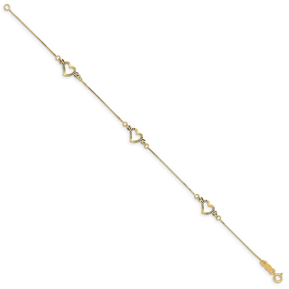 14K Yellow Gold Fancy Heart Bracelet  Length 7.25'' inches