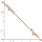 Load image into Gallery viewer, 14K Tri-Color Gold Puffed Heart Bracelet  Length 7.25'' inches
