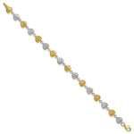 Load image into Gallery viewer, 14K Two-tone Gold Hammered Hearts Bracelet  Length 7'' inches
