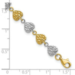 Load image into Gallery viewer, 14K Two-tone Gold Hammered Hearts Bracelet  Length 7'' inches
