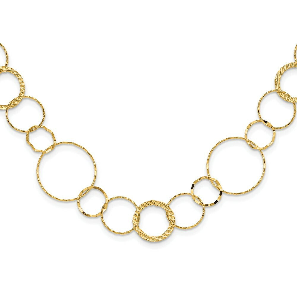 14K Yellow Gold Yellow Combo Circle Chain Necklace  Length 24'' inches
