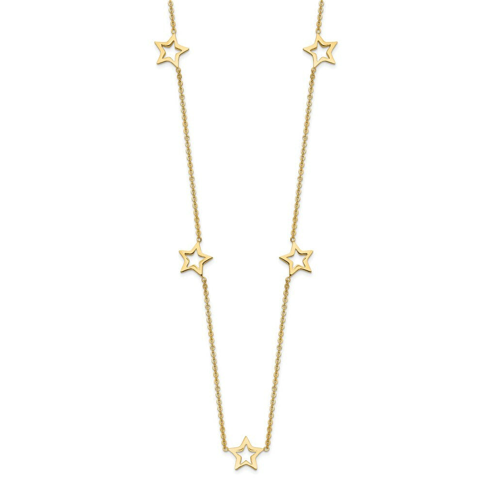 14K Yellow Gold Star w/2'' Extension Necklace  Length 16'' inches