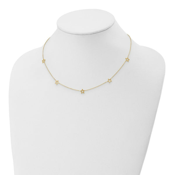14K Yellow Gold Star w/2'' Extension Necklace  Length 16'' inches