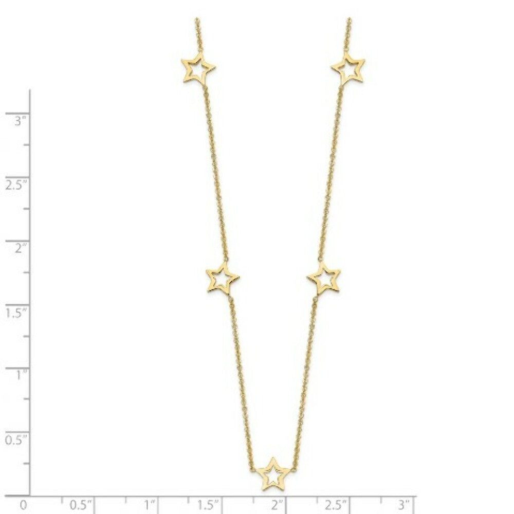 14K Yellow Gold Star w/2'' Extension Necklace  Length 16'' inches