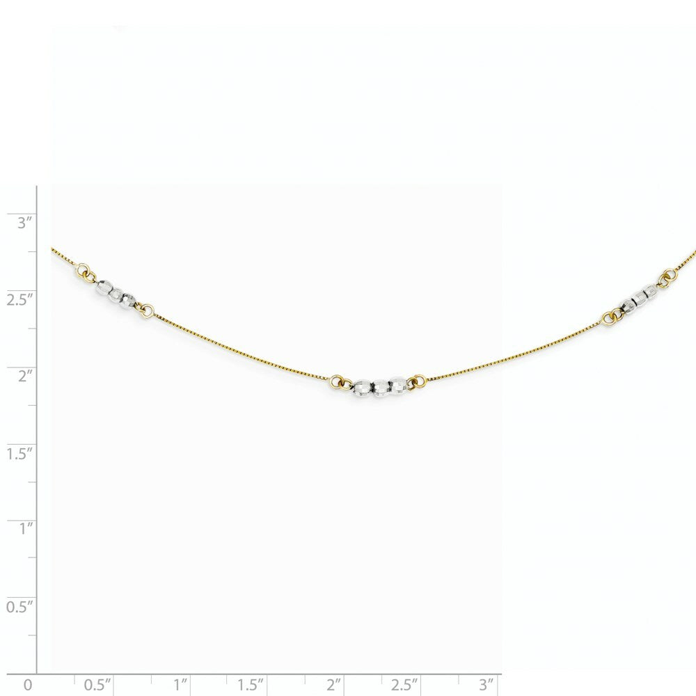 14K Two-tone Gold Mirror Beaded Necklace Necklace  Length 18'' inches