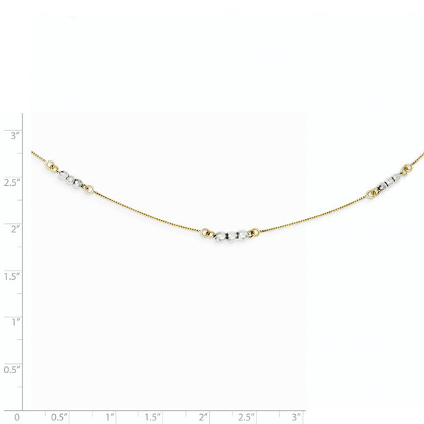 14K Two-tone Gold Mirror Beaded Necklace Necklace  Length 18'' inches