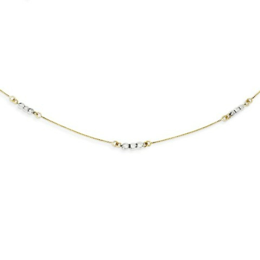 14K Two-tone Gold Mirror Beaded Necklace Necklace  Length 18'' inches