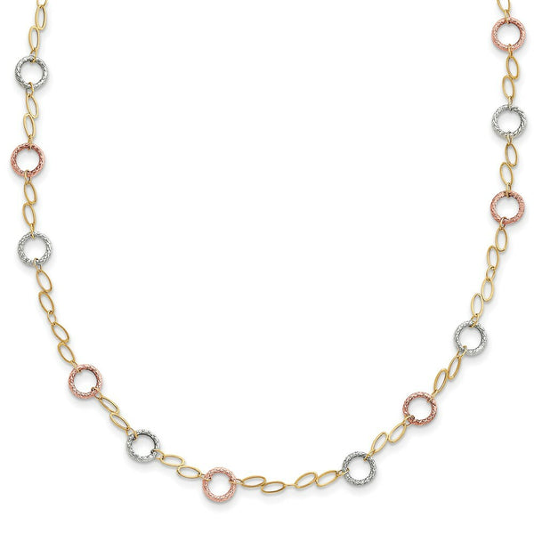 14K Tri-Color Gold Circles Necklace  Length 18'' inches