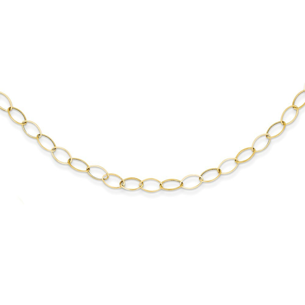 14K Yellow Gold Oval Link Necklace  Length 18'' inches