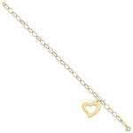 Load image into Gallery viewer, 14K Yellow Gold Yellow Gold Dangle Heart Bracelet  Length 7.25'' inches

