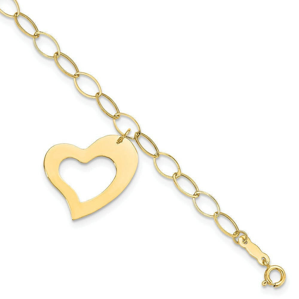14K Yellow Gold Yellow Gold Dangle Heart Bracelet  Length 7.25'' inches