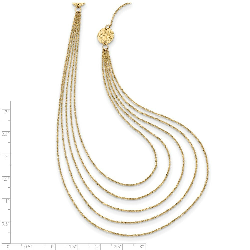 14K Yellow Gold Five Strand Necklace  Length 18'' inches