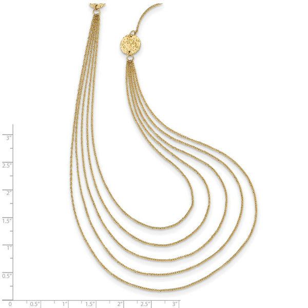 14K Yellow Gold Five Strand Necklace  Length 18'' inches