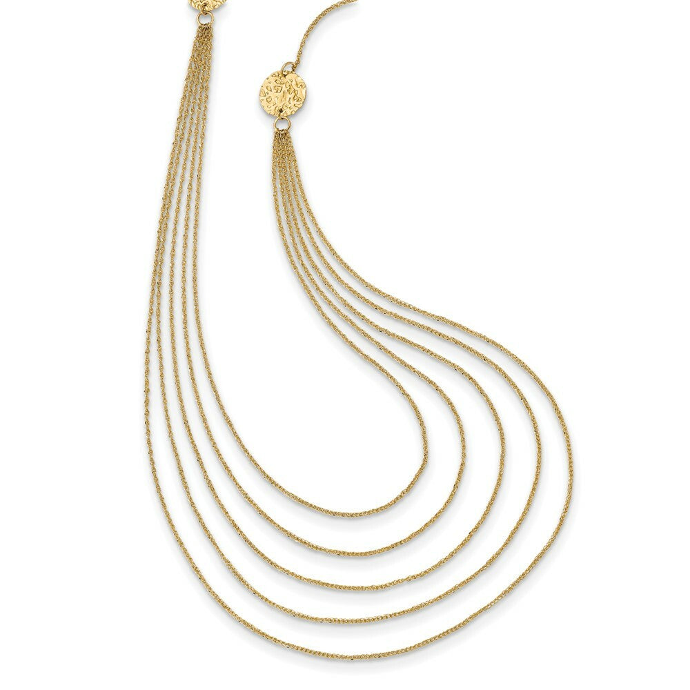 14K Yellow Gold Five Strand Necklace  Length 18'' inches