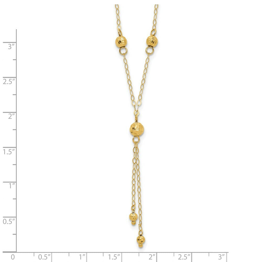 14K Yellow Gold Yellow Gold Bead Lariat with 2'' ext Necklace  Length 16'' inches