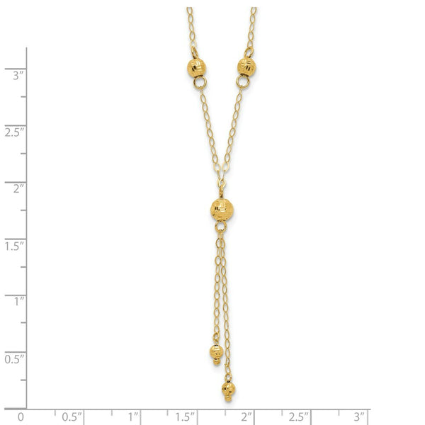 14K Yellow Gold Yellow Gold Bead Lariat with 2'' ext Necklace  Length 16'' inches