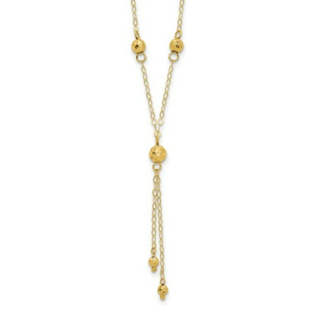 14K Yellow Gold Yellow Gold Bead Lariat with 2'' ext Necklace  Length 16'' inches