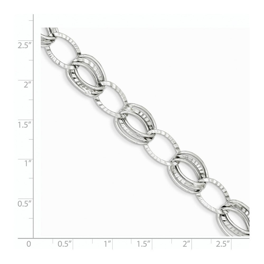 14K White Gold Polished and Textured Hollow w/ext. Bracelet  Length 7.5'' inches