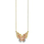 Load image into Gallery viewer, 14K Yellow Gold Yellow &amp; Rose Gold w/ Rhodium Butterfly Necklace  Length 18'' inches
