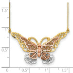 Load image into Gallery viewer, 14K Yellow Gold Yellow &amp; Rose Gold w/ Rhodium Butterfly Necklace  Length 17'' inches
