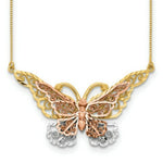 Load image into Gallery viewer, 14K Yellow Gold Yellow &amp; Rose Gold w/ Rhodium Butterfly Necklace  Length 17'' inches
