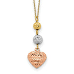 Load image into Gallery viewer, 14K Tri-Color Gold Ropa Diamond Cut Beads &amp; Heart w/ 2'' Extension Necklace  Length 16'' inches

