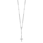 Load image into Gallery viewer, 14K White Gold Diamond-cut 3mm Beaded Rosary Necklace  Length 24'' inches
