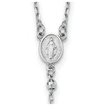Load image into Gallery viewer, 14K White Gold Diamond-cut 3mm Beaded Rosary Necklace  Length 24'' inches
