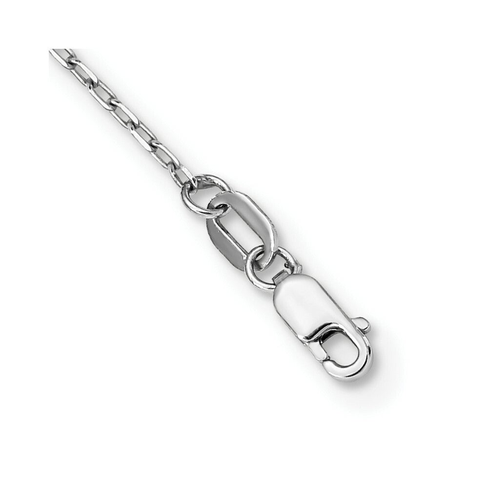 14K White Gold Diamond-cut 3mm Beaded Rosary Necklace  Length 24'' inches