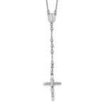 Load image into Gallery viewer, 14K White Gold Diamond-cut 3mm Beaded Rosary Necklace  Length 24'' inches
