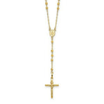 Load image into Gallery viewer, 14K Yellow Gold Diamond-cut 3mm Beaded Rosary Necklace  Length 24'' inches
