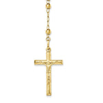 Load image into Gallery viewer, 14K Yellow Gold Diamond-cut 4mm Beaded Rosary Necklace  Length 24'' inches
