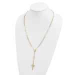 Load image into Gallery viewer, 14K Yellow Gold Diamond-cut 4mm Beaded Rosary Necklace  Length 24'' inches
