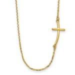 Load image into Gallery viewer, 14K Yellow Gold Small Sideways Curved Cross Necklace  length: 19 inches
