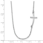 Load image into Gallery viewer, 14k White Gold Small Sideways Curved Cross Necklace  length: 19 inches
