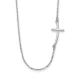 Load image into Gallery viewer, 14k White Gold Small Sideways Curved Cross Necklace  length: 19 inches
