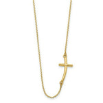 Load image into Gallery viewer, 14K Yellow Gold Large Sideways Curved Cross Necklace  length: 19 inches

