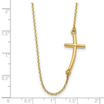 Load image into Gallery viewer, 14K Yellow Gold Large Sideways Curved Cross Necklace  length: 19 inches

