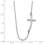 Load image into Gallery viewer, 14k White Gold Large Sideways Curved Cross Necklace  length: 19 inches
