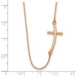 Load image into Gallery viewer, 14k Rose Gold Large Sideways Curved Cross Necklace  length: 19 inches
