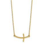 Load image into Gallery viewer, 14K Yellow Gold Small Sideways Curved Twist Cross Necklace  length: 19 inches
