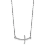Load image into Gallery viewer, 14k White Gold Small Sideways Curved Twist Cross Necklace  length: 19 inches
