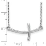 Load image into Gallery viewer, 14k White Gold Large Sideways Curved Twist Cross Necklace  length: 19 inches
